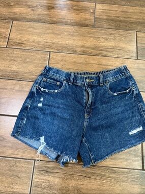 Aerie Shorts Womens M Dark Blue Denim Distressed Cutoff